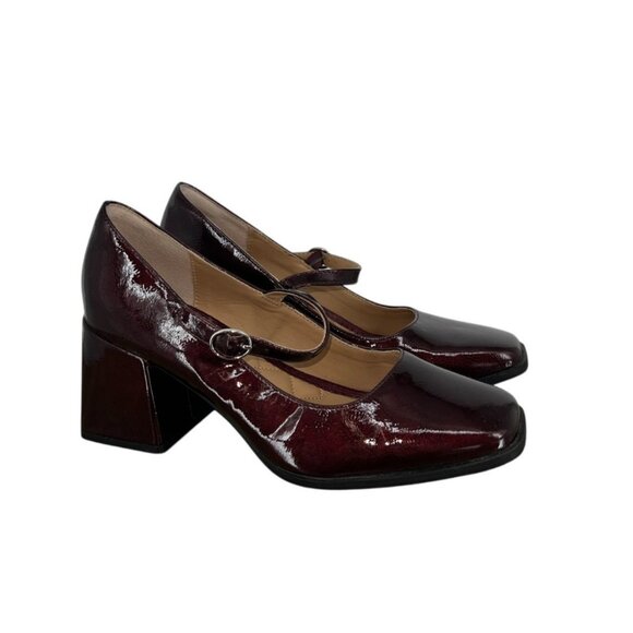 Rachel Zoe Livia Chunk Heel Square Toe Mary Jane Heels Burgundy- Size 8M - Picture 1 of 9